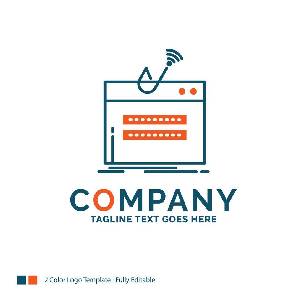 fraud. internet. login. password. theft Logo Design. Blue and Orange Brand Name Design. Place for Tagline. Business Logo template. vector