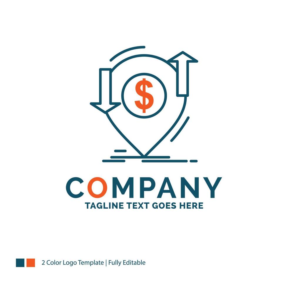 transaction. financial. money. finance. transfer Logo Design. Blue and Orange Brand Name Design. Place for Tagline. Business Logo template. vector