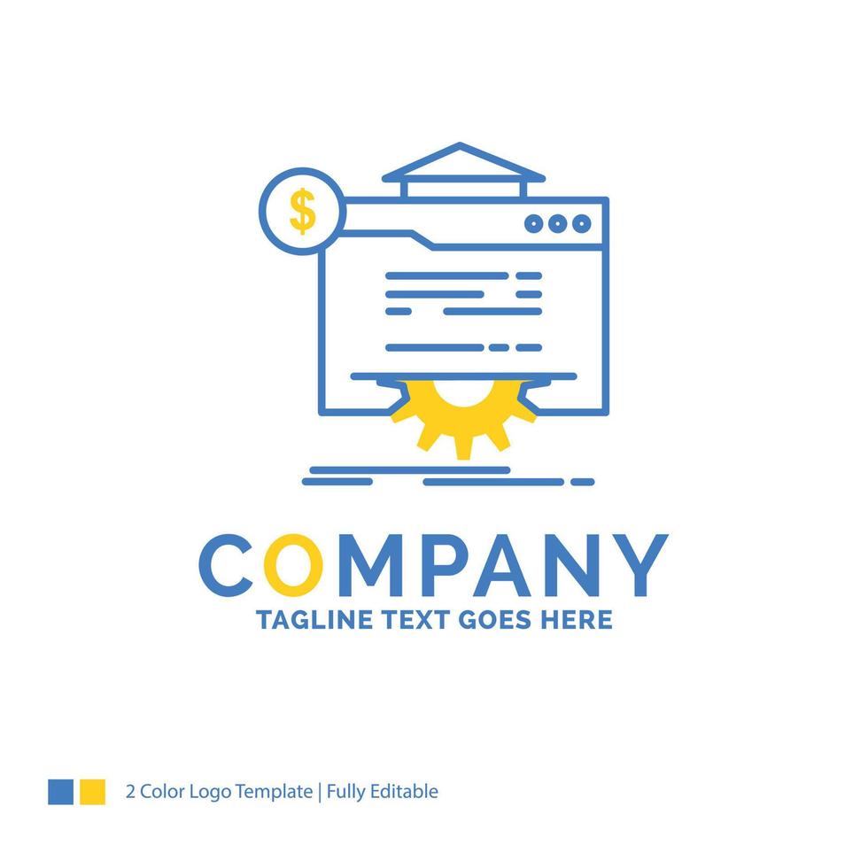 seo. progress. globe. technology. website Blue Yellow Business Logo template. Creative Design Template Place for Tagline. vector