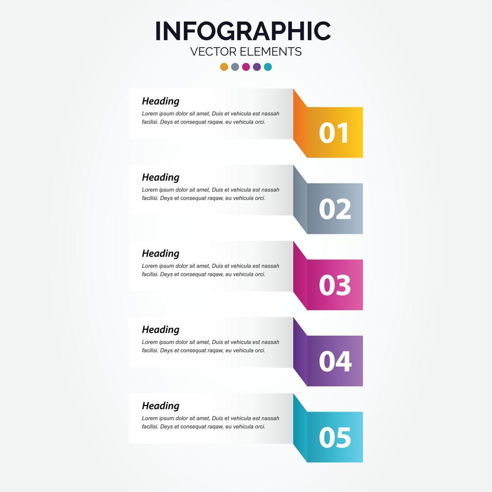 Vector Vertical Infographic arrow design with 5 options or steps. Vertical Infographic for business concept