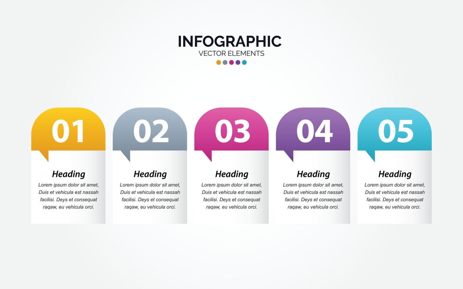 Horizontal Infographic design template with 5 options or steps. vector