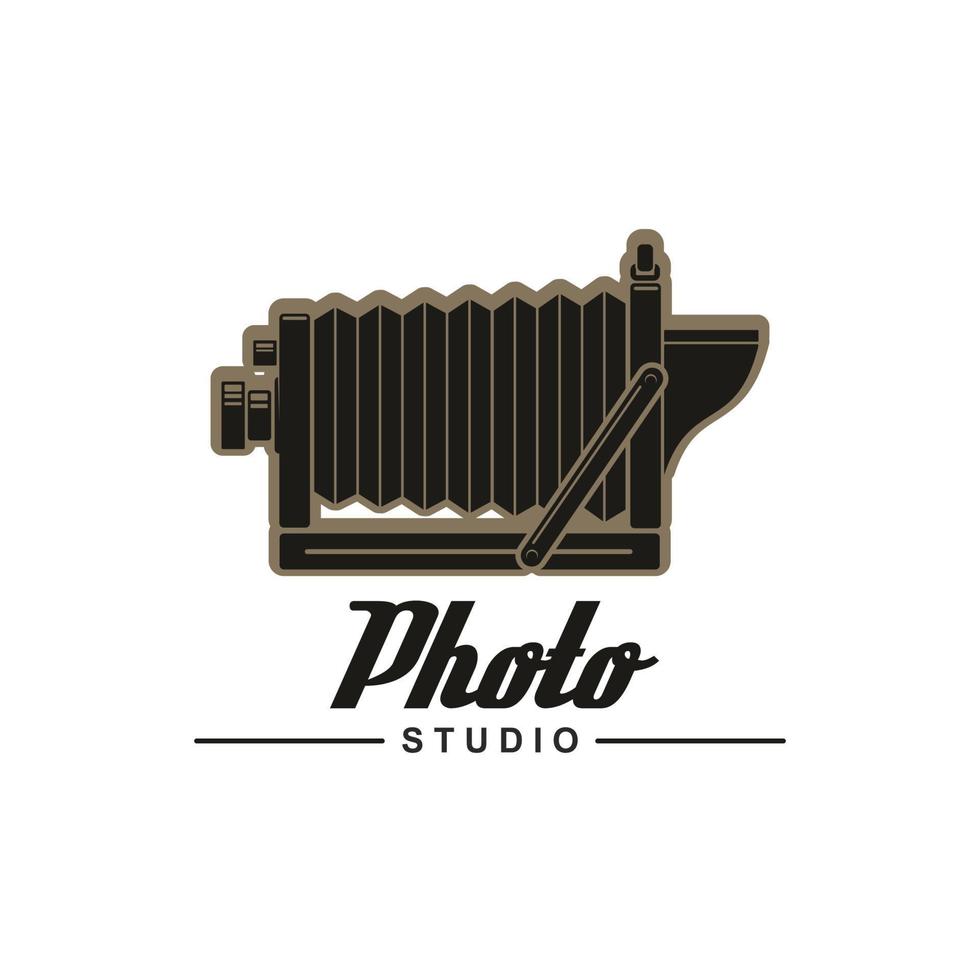 Photo studio symbol of retro folding camera vector