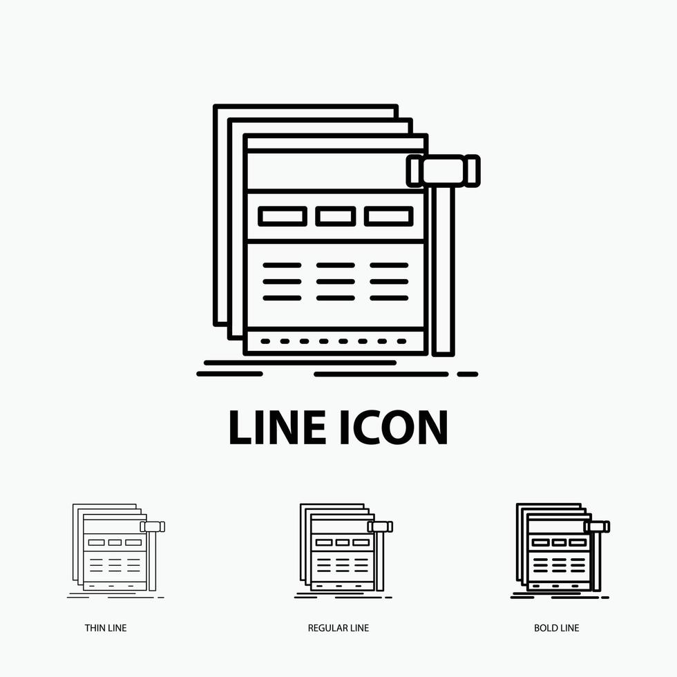 Internet. page. web. webpage. wireframe Icon in Thin. Regular and Bold Line Style. Vector illustration