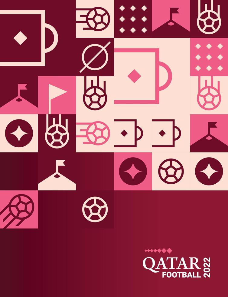 Geometric Poster Football Doha Qatar 2022 Creative. Soccer Web Flyer Template Background vector