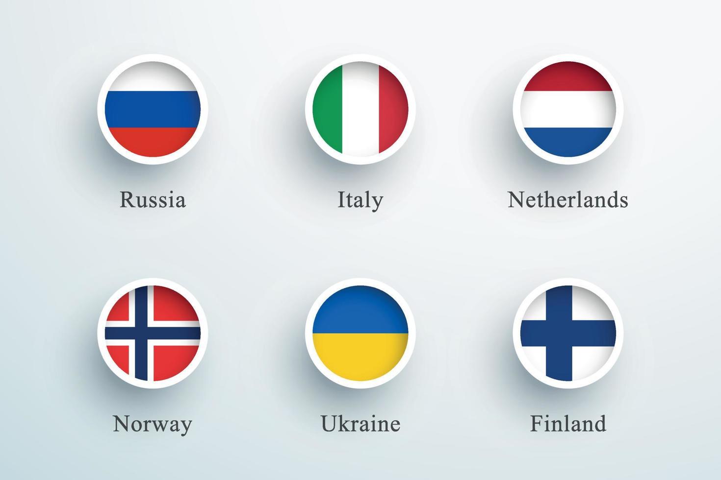 Round Flag Icon Set Russia Italy Netherlands vector