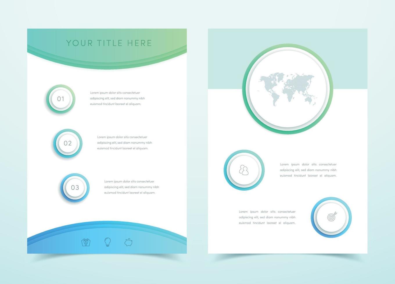 Vector Business Blue 3d Page Template Infographic