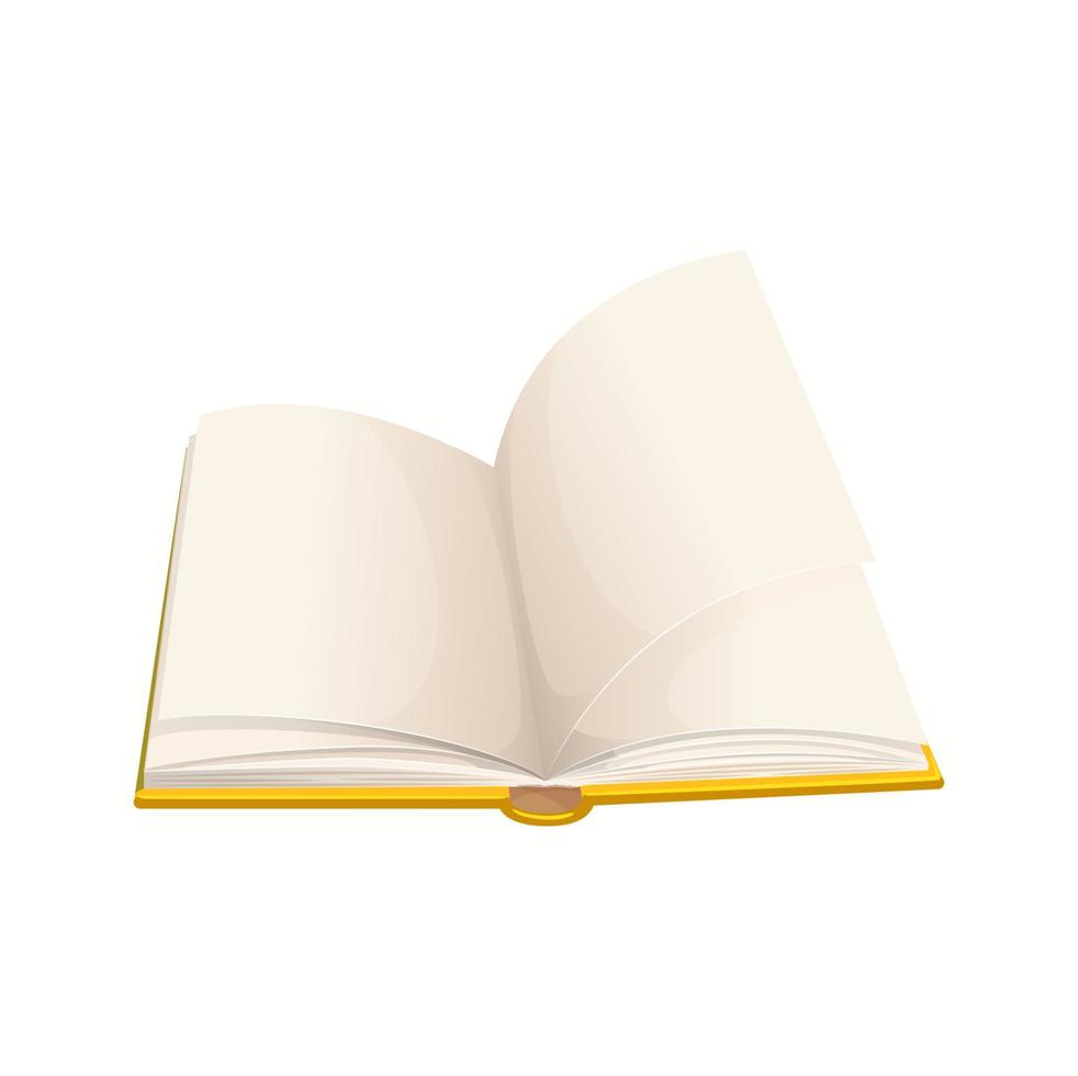 Cartoon open book with blank pages vector textbook