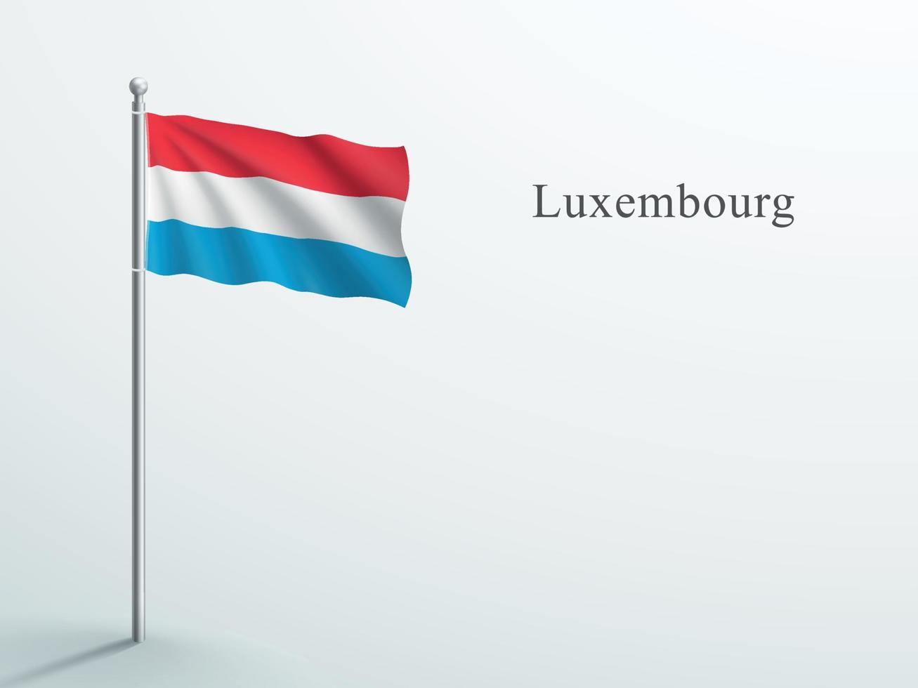 elemento 3d de la bandera de luxemburgo ondeando en un asta de bandera de acero vector