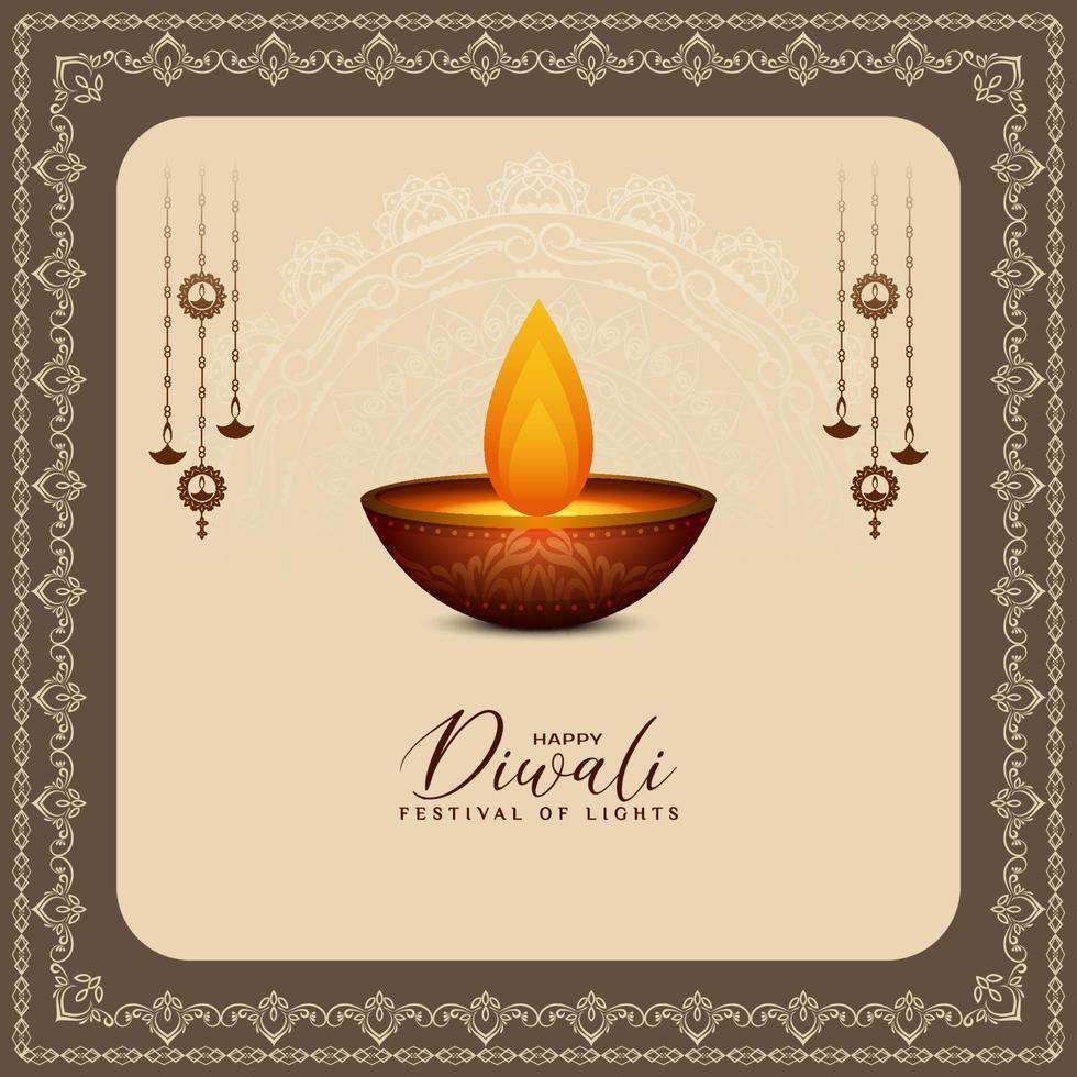 Happy Diwali Hindu cultural festival elegant beautiful background vector