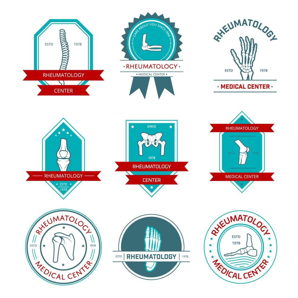 Rheumatology medical center badge set design vector