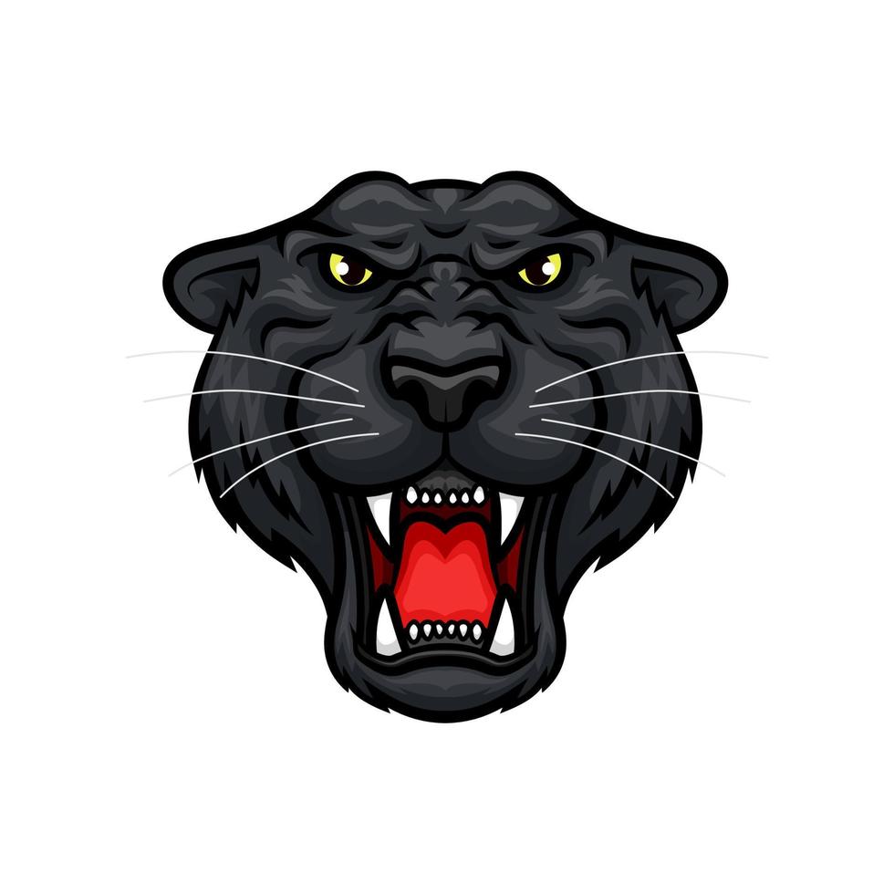 Panther roaring head muzzle vector mascot icon