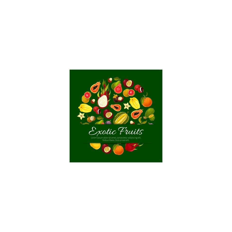 Exotic tropical fresh fruits vector poster