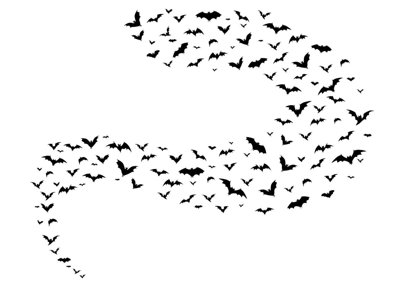 Flying halloween bats, isolated black silhouettes vector