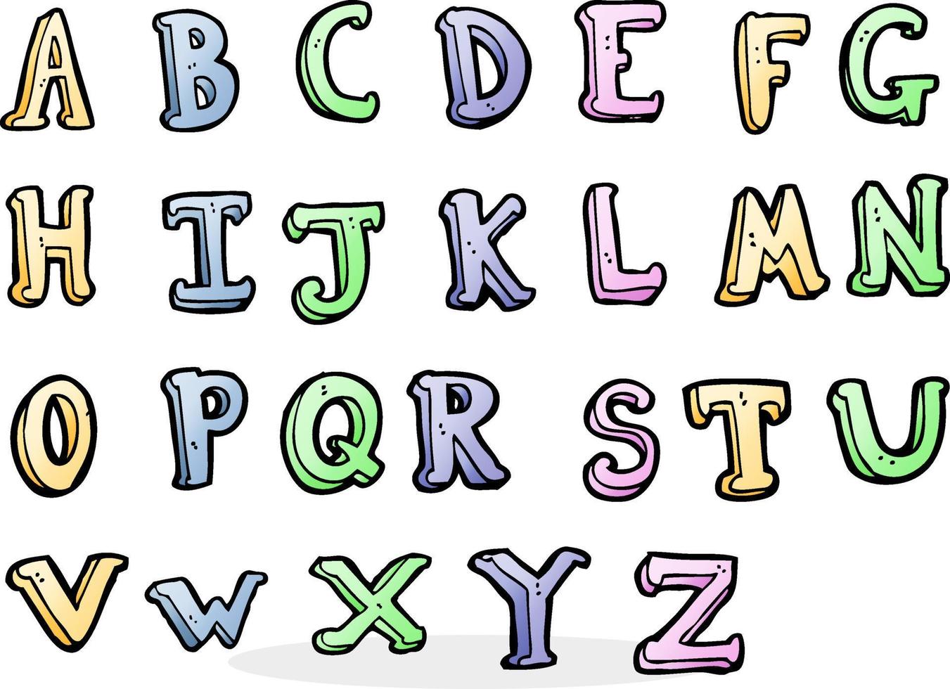 doodle cartoon alphabet vector