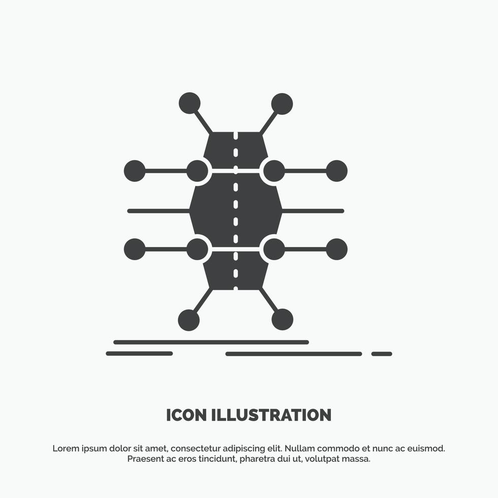 Distribution. grid. infrastructure. network. smart Icon. glyph vector gray symbol for UI and UX. website or mobile application