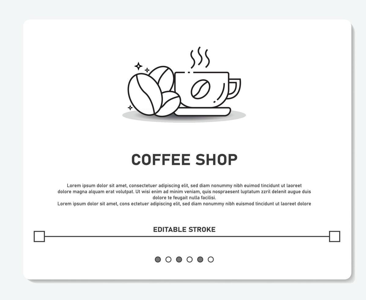 Coffee Logo With Beans and Cup Simple Vector Editable Stroke
