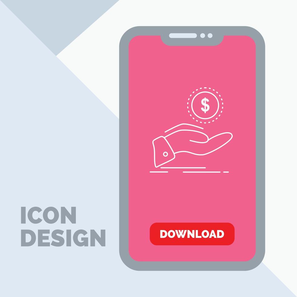 help. cash out. debt. finance. loan Line Icon in Mobile for Download Page vector