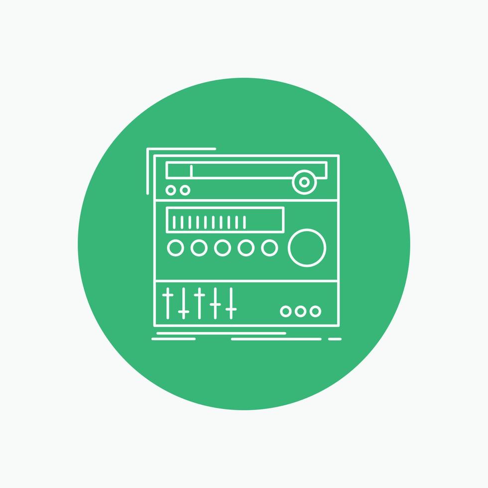 rack. component. module. sound. studio White Line Icon in Circle background. vector icon illustration