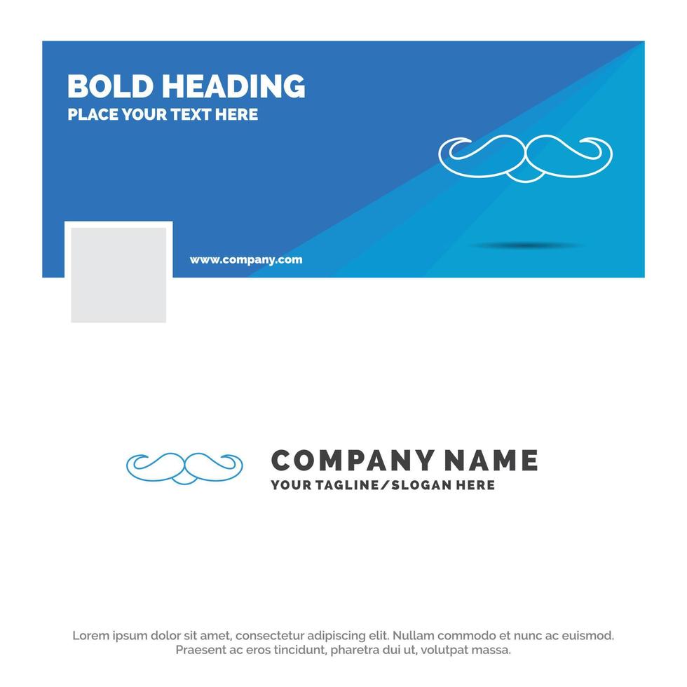 Blue Business Logo Template for moustache. Hipster. movember. male. men. Facebook Timeline Banner Design. vector web banner background illustration