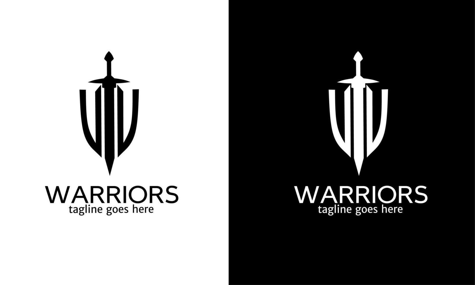 Template logo sword and shield warrior vector