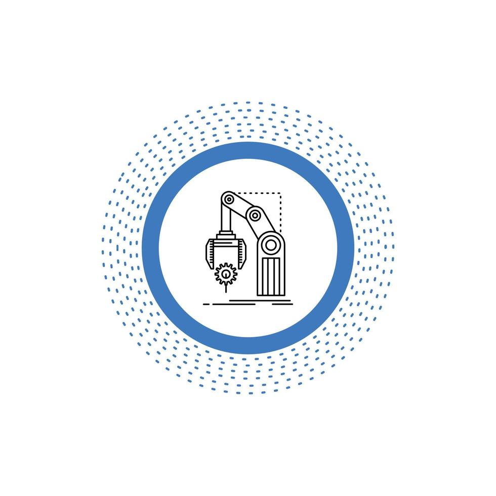 Automation. factory. hand. mechanism. package Line Icon. Vector isolated illustration