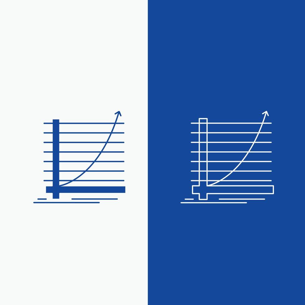 flecha. cuadro. curva. experiencia. línea de gol y botón web de glifo en banner vertical de color azul para ui y ux. sitio web o aplicación móvil vector