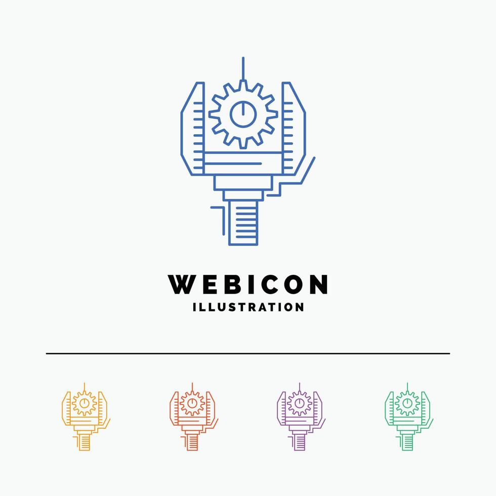 Automation. industry. machine. production. robotics 5 Color Line Web Icon Template isolated on white. Vector illustration