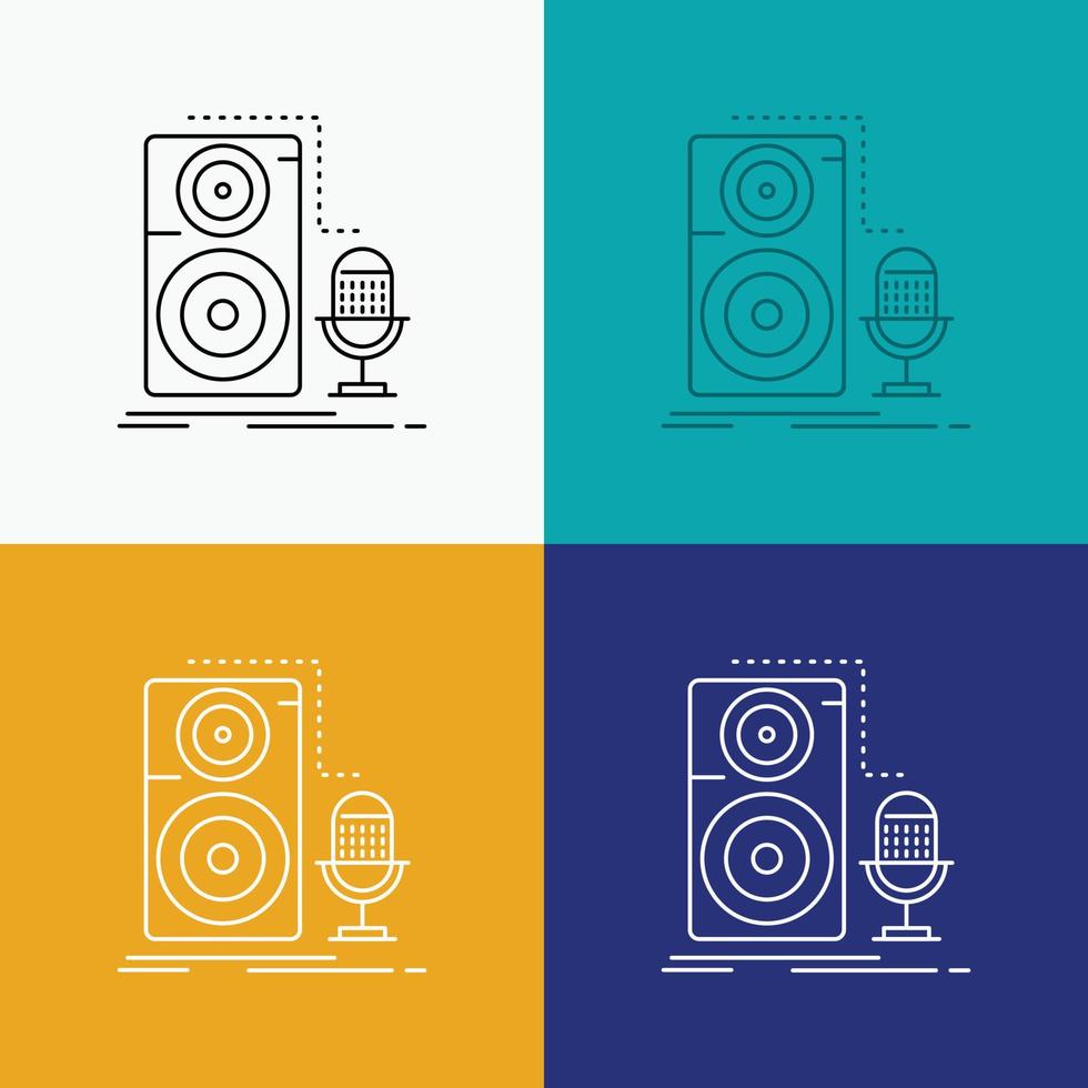 Live. mic. microphone. record. sound Icon Over Various Background. Line style design. designed for web and app. Eps 10 vector illustration