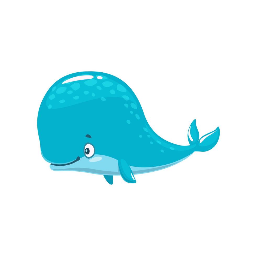 cartoon sperm whale or cachalot character, animal vector