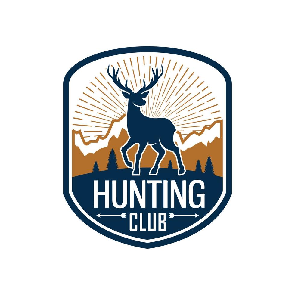 insignia heráldica de caza de ciervos para el diseño del club de caza vector