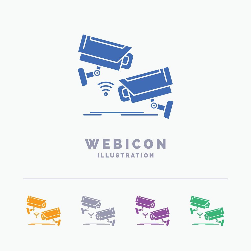 CCTV. Camera. Security. Surveillance. Technology 5 Color Glyph Web Icon Template isolated on white. Vector illustration