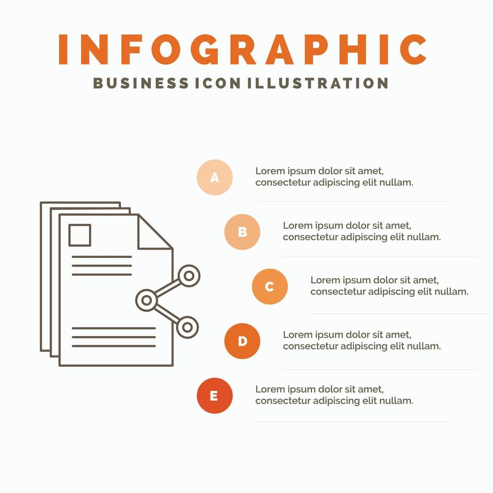 content. files. sharing. share. document Infographics Template for Website and Presentation. Line Gray icon with Orange infographic style vector illustration