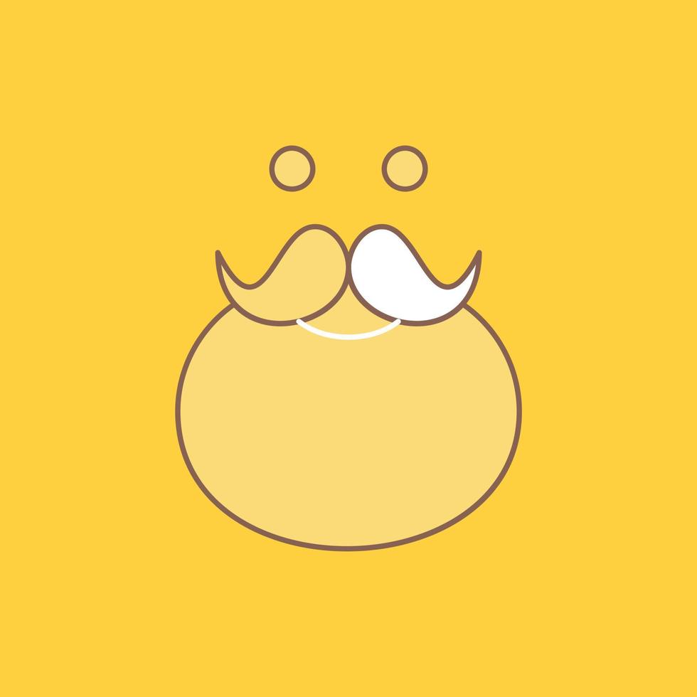 moustache. Hipster. movember. santa. Beared Flat Line Filled Icon. Beautiful Logo button over yellow background for UI and UX. website or mobile application vector