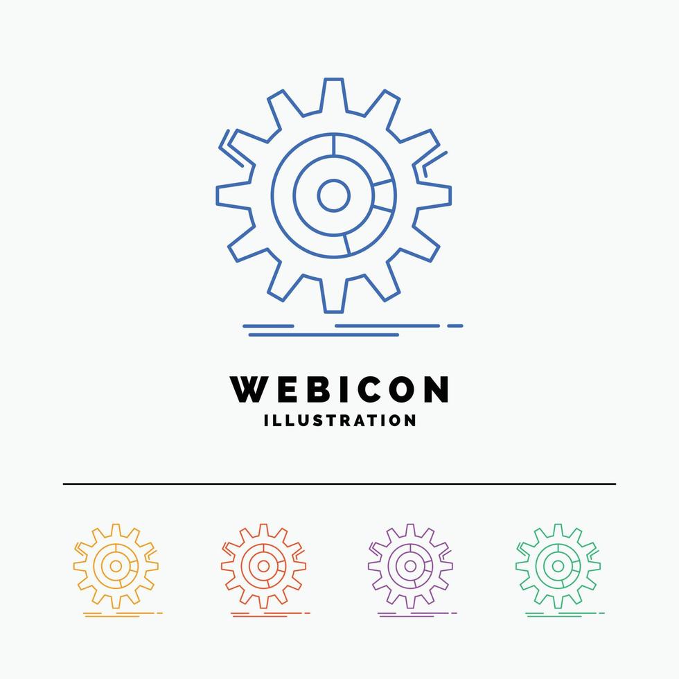 setting. data. management. process. progress 5 Color Line Web Icon Template isolated on white. Vector illustration