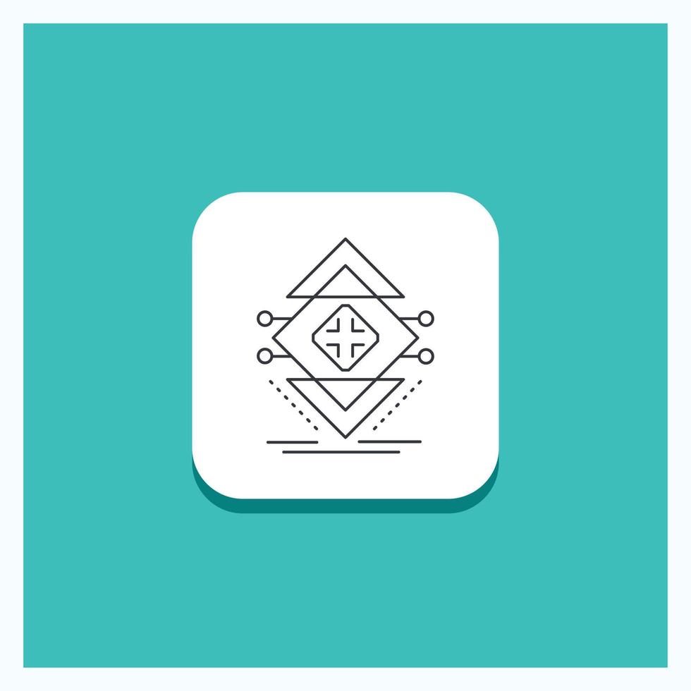 Round Button for Computing. data. infrastructure. science. structure Line icon Turquoise Background vector