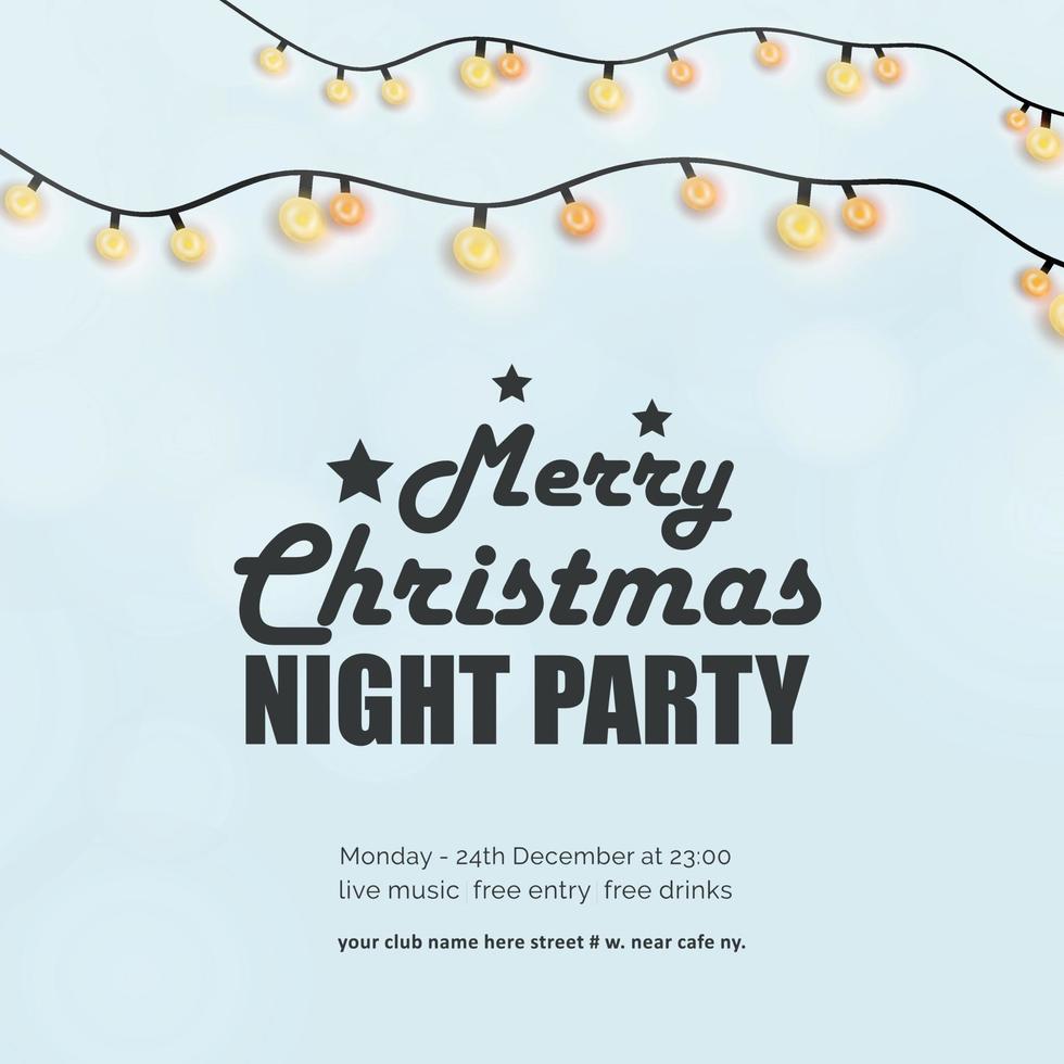 Merry Christmas Night Party invitation Background vector