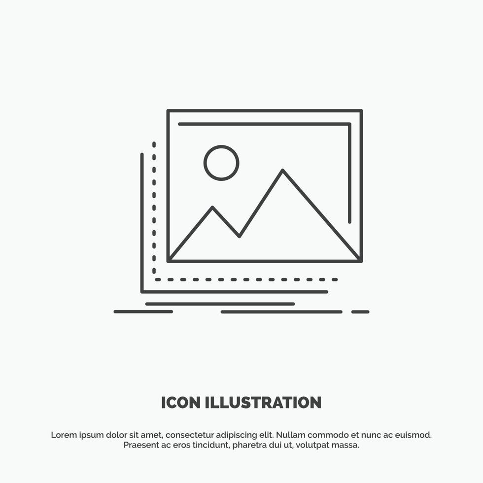 galería. imagen. paisaje. naturaleza. icono de foto. símbolo gris vectorial de línea para ui y ux. sitio web o aplicación móvil vector