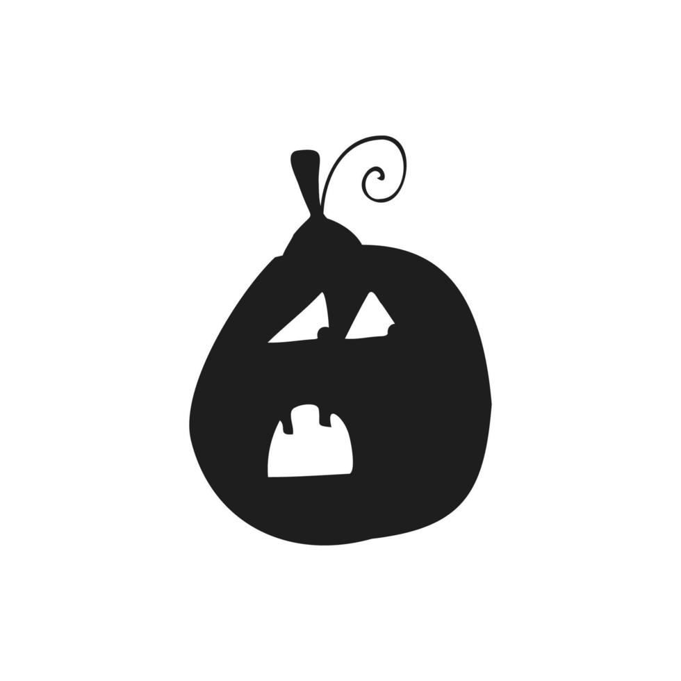 Halloween 2022 - October 31. A traditional holiday, the eve of All Saints Day, All Hallows Eve. Trick or treat. Vector illustration in hand-drawn doodle style. Pumpkin with its eyes and mouth cut out.