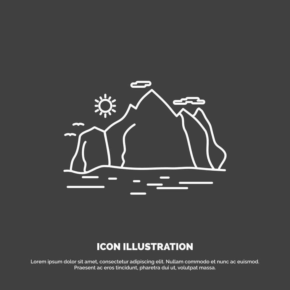 Nature. hill. landscape. mountain. scene Icon. Line vector symbol for UI and UX. website or mobile application