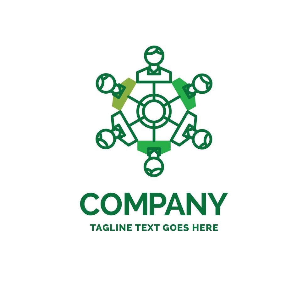 Cooperation. friends. game. games. playing Flat Business Logo template. Creative Green Brand Name Design. vector
