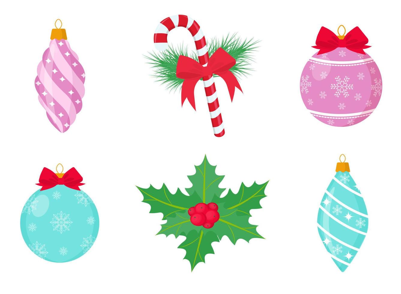 árbol de navidad decoraciones aislado conjunto vector ilustración