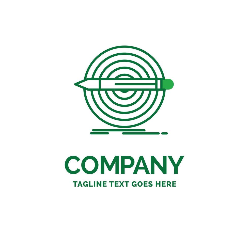 diseño. meta. lápiz. establecer. plantilla de logotipo de empresa plana de destino. diseño creativo de marca verde. vector