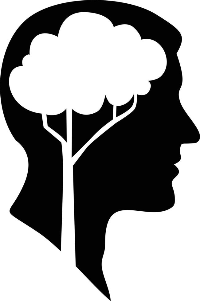 Vector illustration Silhouette Nature Brain human isolated on white background