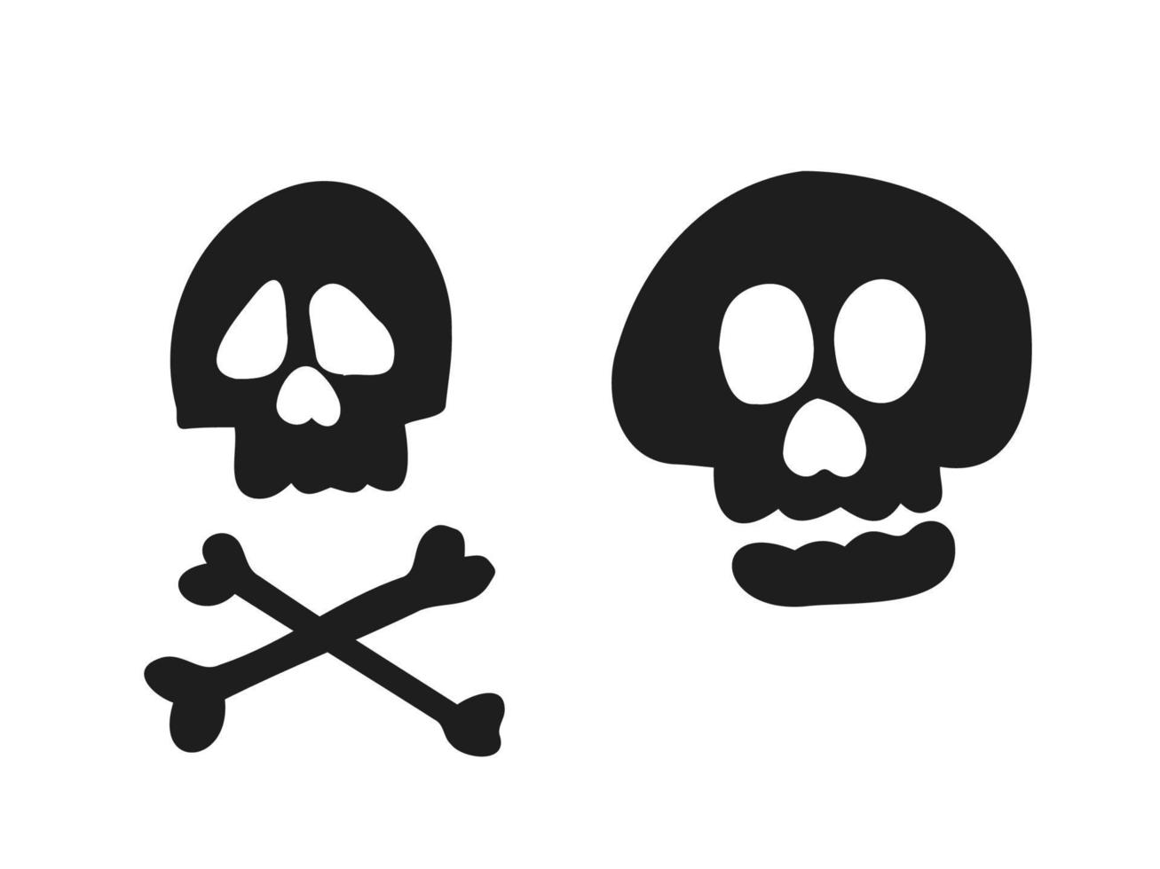 Halloween 2022 - October 31. A traditional holiday. Trick or treat. Vector illustration in hand-drawn doodle style. Set of silhouettes of human skulls.