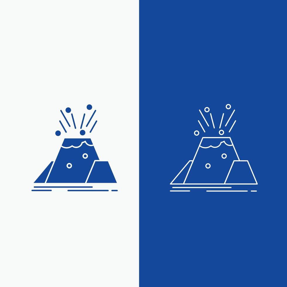 disaster. eruption. volcano. alert. safety Line and Glyph web Button in Blue color Vertical Banner for UI and UX. website or mobile application vector