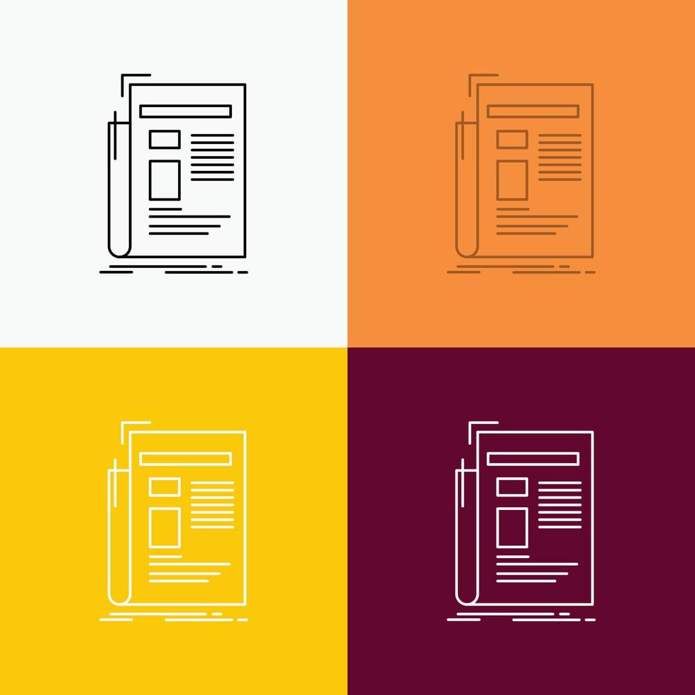 Gazette. media. news. newsletter. newspaper Icon Over Various Background. Line style design. designed for web and app. Eps 10 vector illustration