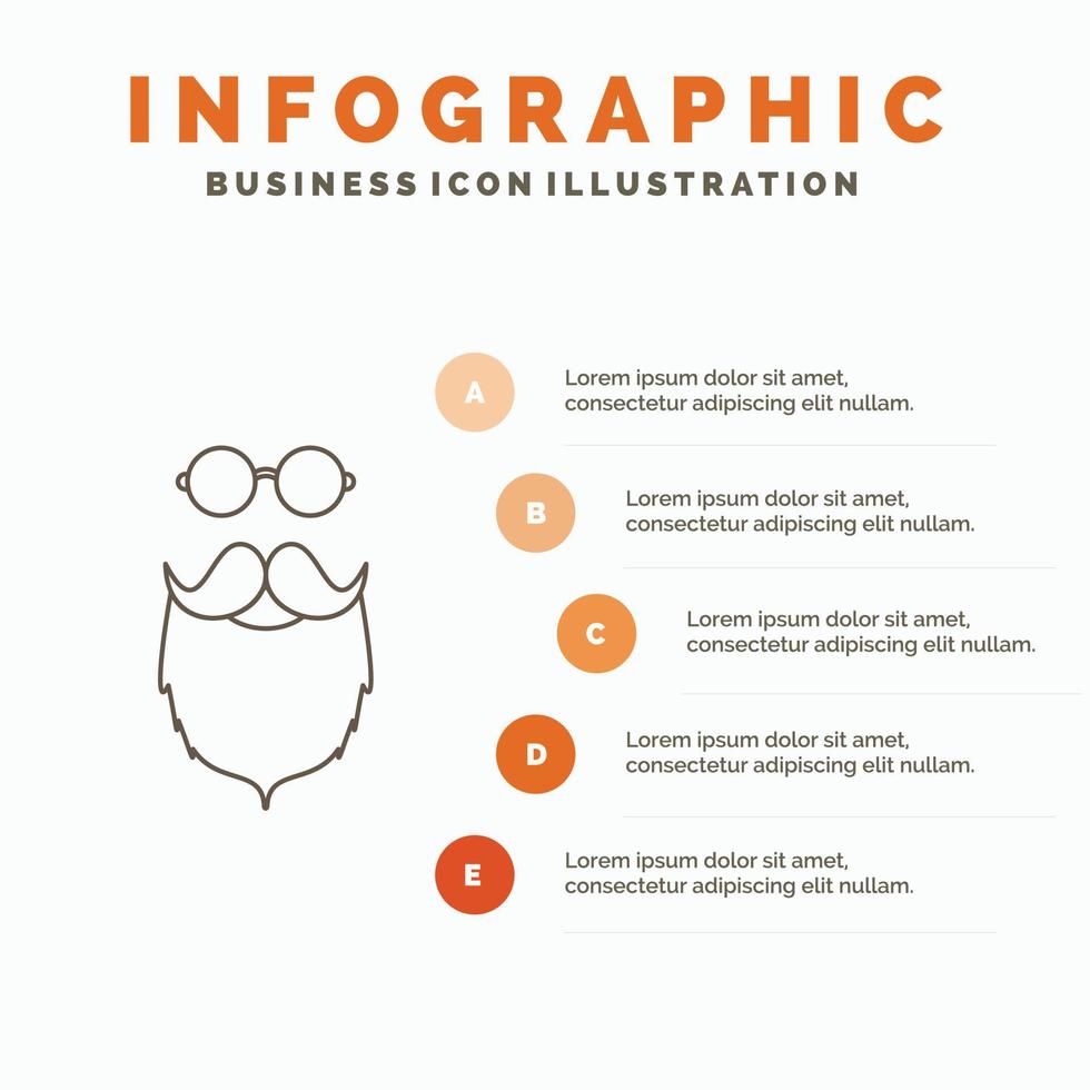 moustache. Hipster. movember. beared. men Infographics Template for Website and Presentation. Line Gray icon with Orange infographic style vector illustration