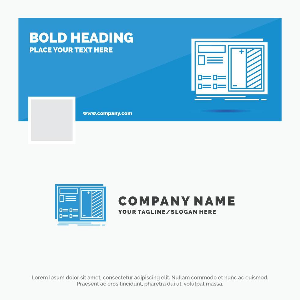 Blue Business Logo Template for Blueprint. design. drawing. plan. prototype. Facebook Timeline Banner Design. vector web banner background illustration