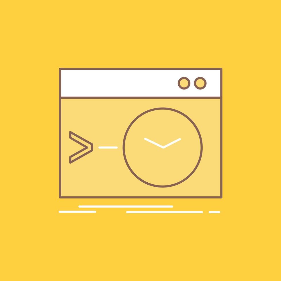 Admin. command. root. software. terminal Flat Line Filled Icon. Beautiful Logo button over yellow background for UI and UX. website or mobile application vector