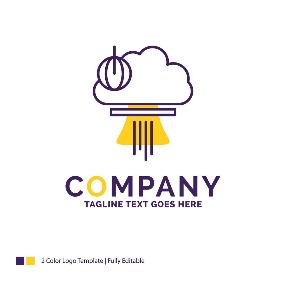 Company Name Logo Design For Bomb. explosion. nuclear. special. war. Purple and yellow Brand Name Design with place for Tagline. Creative Logo template for Small and Large Business. vector